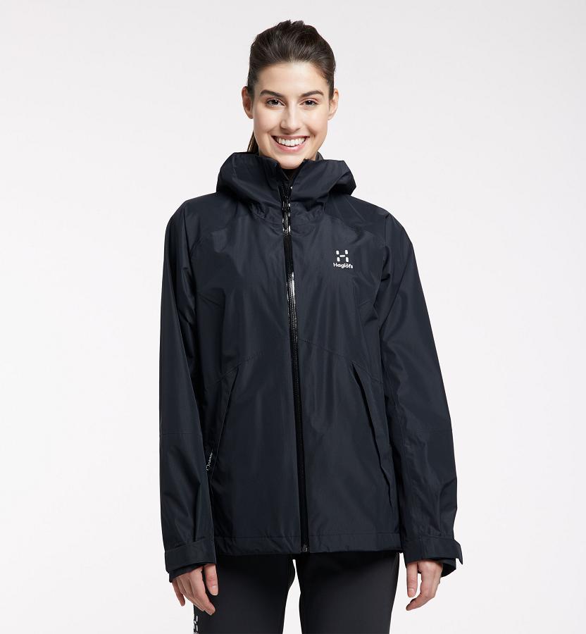 Haglöfs Skuta Waterproof Jacket Black For Womens RKGDL2845 Australia